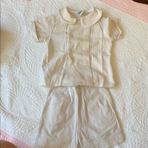 Bailey Boys 2T cream and white seersucker set